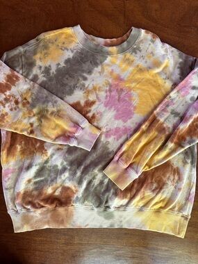 Wild Fable Tie Dye Sweatshirt Oversized M/L Cozy Fall Earth Tone Crewneck